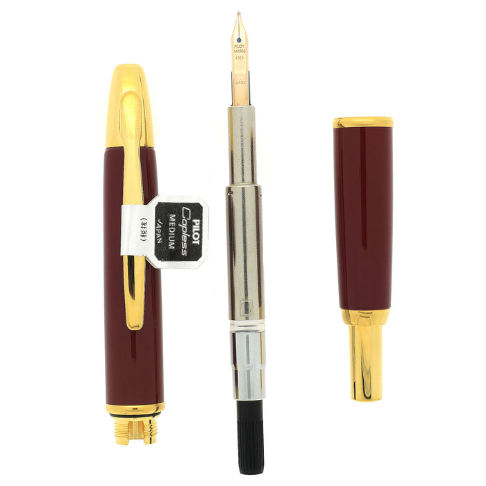 NEVER INKED 2002 PILOT RED & GOLD VANISHING POINT 14K MEDIUM NIB FOUNTAIN PEN NEW IN BOX OFFERED BY ANTIQUE DIGGER