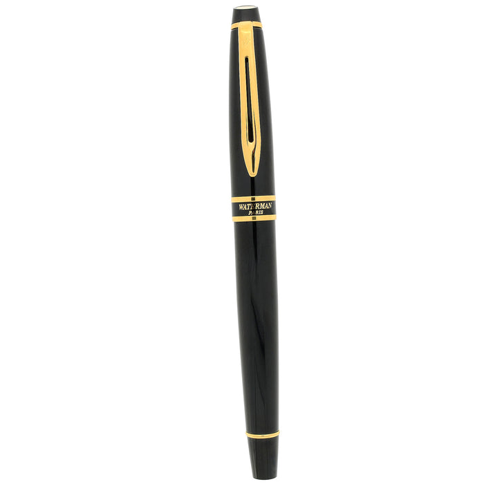 NEVER INKED 2013 WATERMAN EXPERT II POLISHED BLACK & GOLD TRIM MEDIUM NIB FOUNTAIN PEN OFFERED BY ANTIQUE DIGGER