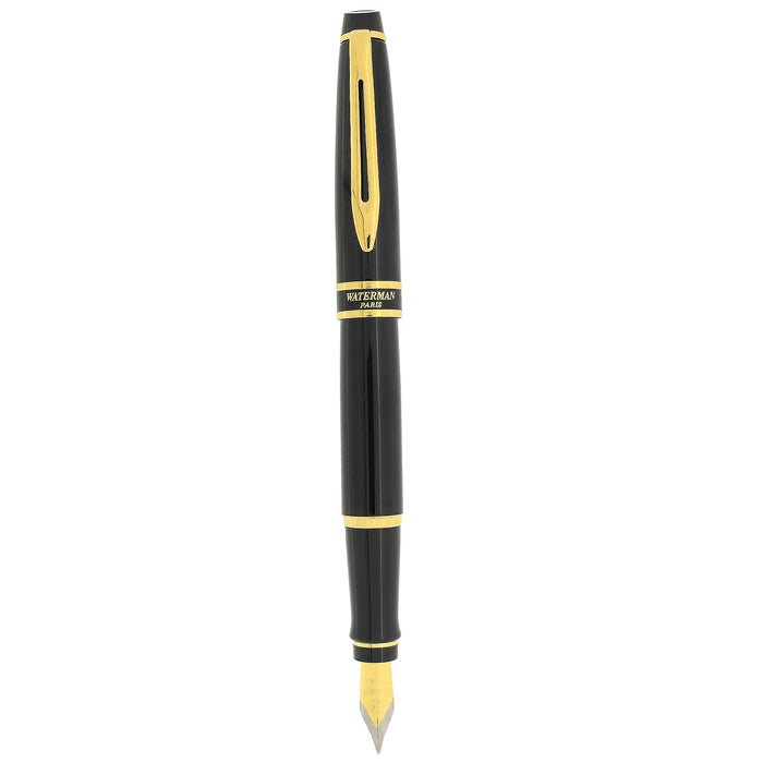 NEVER INKED 2013 WATERMAN EXPERT II POLISHED BLACK & GOLD TRIM MEDIUM NIB FOUNTAIN PEN OFFERED BY ANTIQUE DIGGER