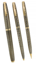 NEVER INKED C1975 SHEAFFER 14K GOLD FILLED SOVEREIGN IMPERIAL FOUNTAIN PEN, BALLPOINT & PENCIL SET OFFERED BY ANTIQUE DIGGER