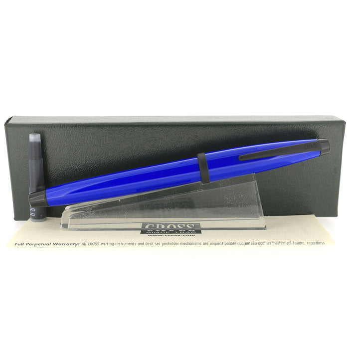 NEW IN BOX 1990S CROSS SOLO ROYAL BLUE BLACK TRIM FOUNTAIN PEN OFFERED BY ANTIQUE DIGGER