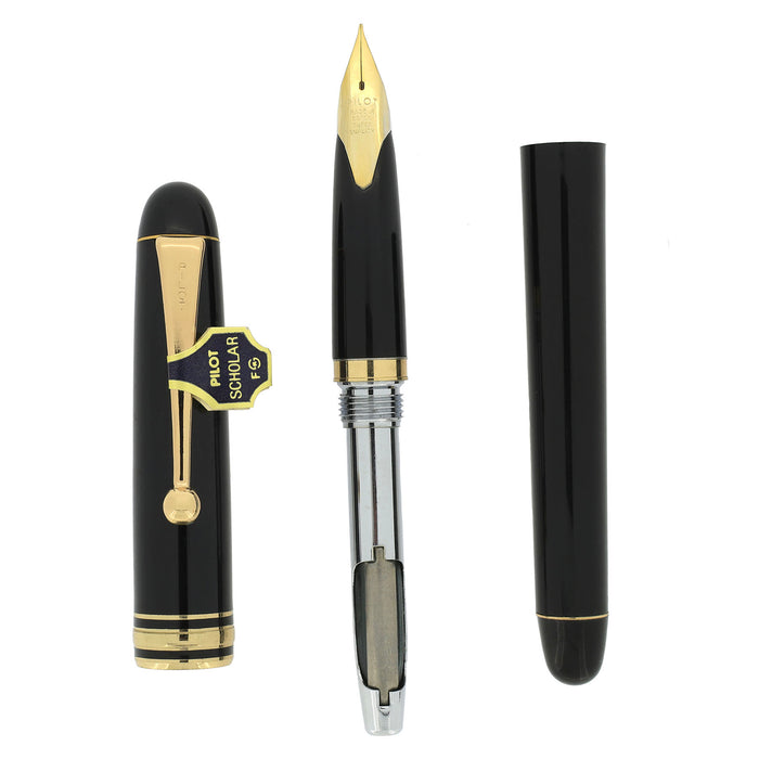 NEW OLD STOCK 1980S PILOT SCHOLAR BLACK RESIN FINE NIB FOUNTAIN PEN OFFERED BY ANTIQUE DIGGER