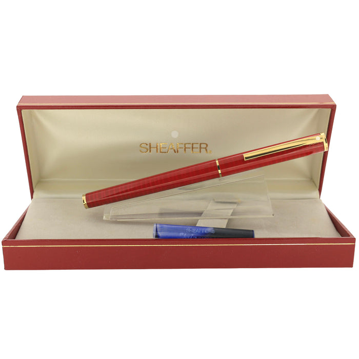 1993 SHEAFFER FASHION II RED MARBLE MODEL 291 FOUNTAIN PEN NEVER INKED OFFERED BY ANTIQUE DIGGER