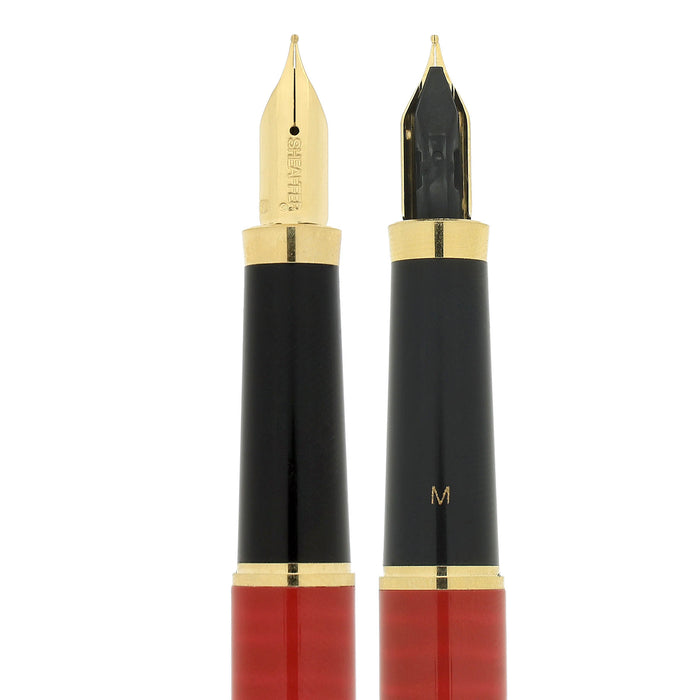 1993 SHEAFFER FASHION II RED MARBLE MODEL 291 WITH MEDIUM NIB FOUNTAIN PEN NEVER INKED OFFERED BY ANTIQUE DIGGER