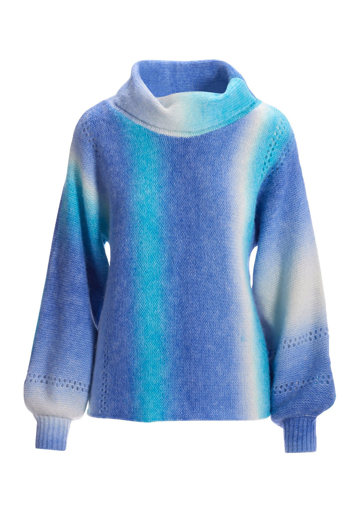 Ombre Turtleneck Sweater Blue Multi