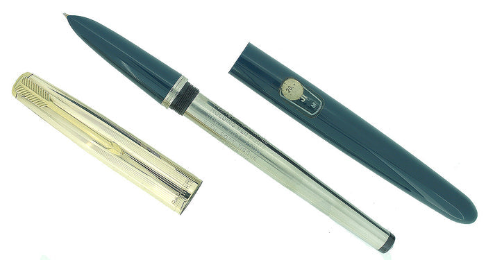 PARKER 51 AEROMETRIC TEAL BLUE FOUNTAIN PEN STICKERED NEVER INKED MINT CONDITION OFFERED BY ANTIQUE DIGGER