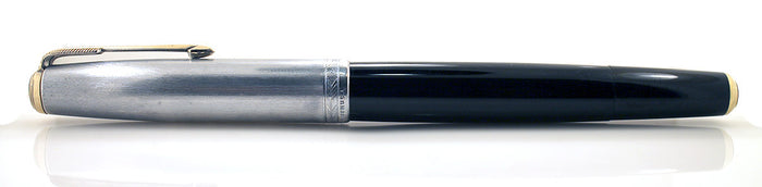 1945 PARKER 51 DOUBLE JEWEL FOUNTAIN PEN WITH STERLING CAP AND 14K BLIND CAP TASSEL IN RESTORED CONDITION OFFERED BY ANTIQUE DIGGER