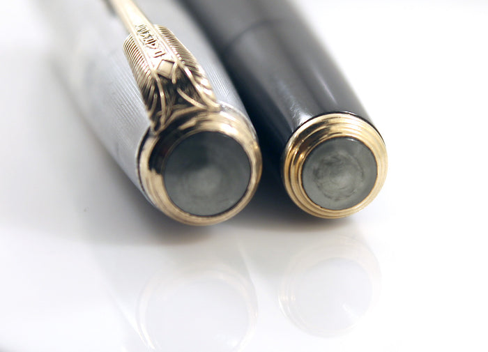 1945 PARKER 51 DOUBLE JEWEL FOUNTAIN PEN WITH STERLING CAP AND 14K BLIND CAP TASSEL IN RESTORED CONDITION OFFERED BY ANTIQUE DIGGER