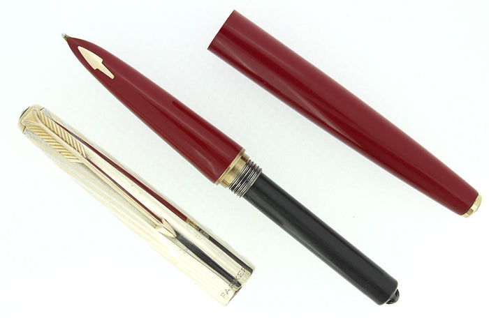 PARKER 61 FOUNTAIN PEN WITH RAINBOW CAP WITH BOX IN RESTORED CONDITION OFFERED BY ANTIQUE DIGGER