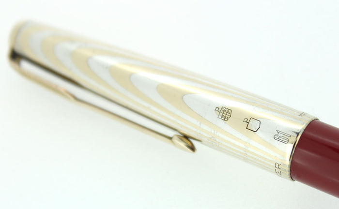 PARKER 61 FOUNTAIN PEN WITH RAINBOW CAP WITH BOX IN RESTORED CONDITION OFFERED BY ANTIQUE DIGGER