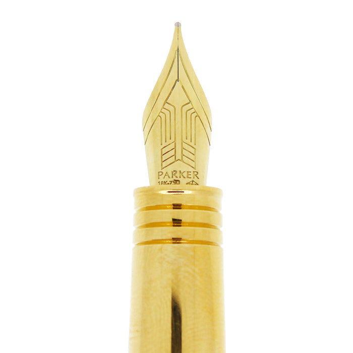PARKER PREMIER BLACK LACQUE GOLD TRIM W/18K MED NIB FOUNTAIN PEN NEVER INKED OFFERED BY ANTIQUE DIGGER