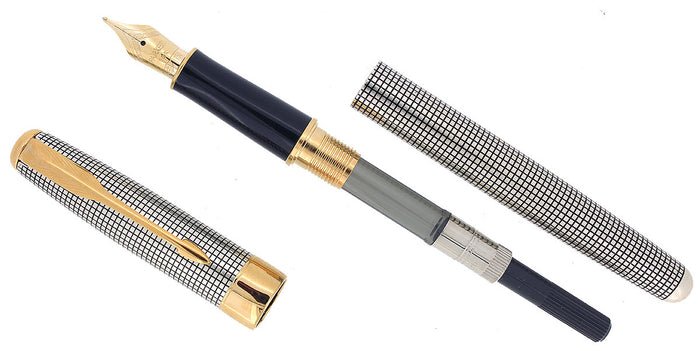 PARKER SONNET CISELE STERLING SILVER FOUNTAIN PEN MEDIUM NIB NEVER INKED NEW IN BOX OFFERED BY ANTIQUE DIGGER