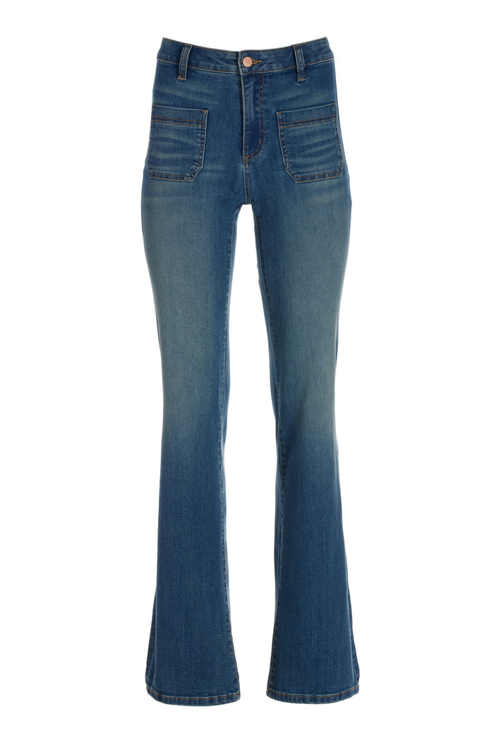 Patch Pocket Detail Bootcut Jean Medium Wash
