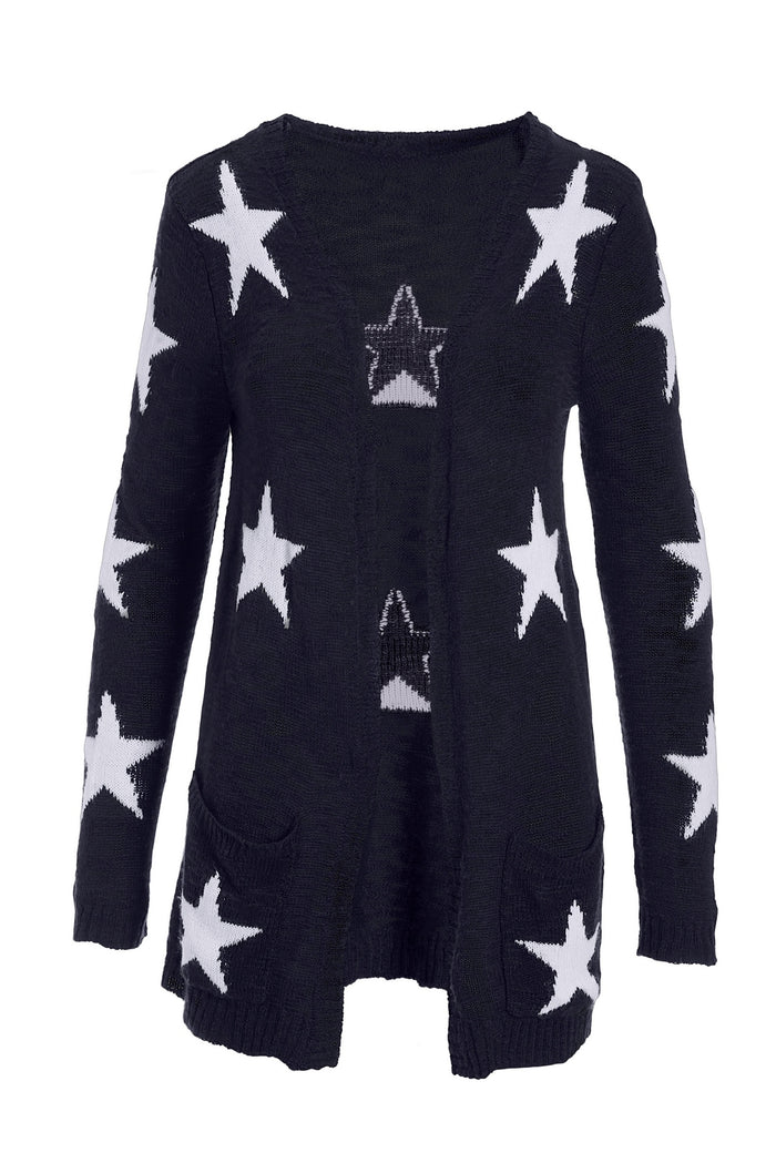 Patriotic Star Cardigan Navy/White
