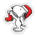 Peanuts Santa Snoopy with Stocking Sticker