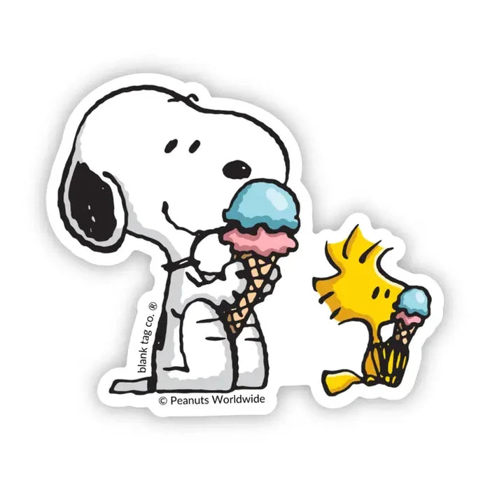 Peanuts Snoopy and Woodstock Ice Cream Sticker