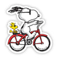 Peanuts Snoopy Riding a Bicycle Sticker