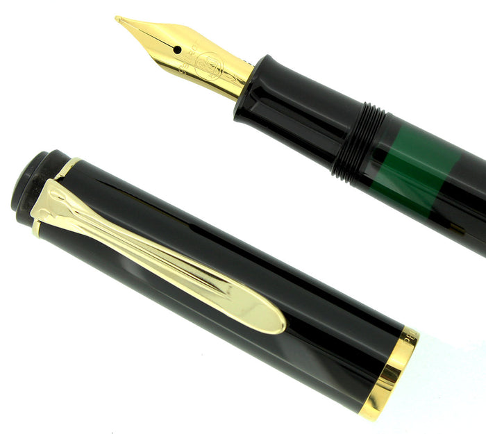PELIKAN M200 BLACK FOUNTAIN PEN MED NIB NEW OLD STOCK STICKERED NEVER INKED OFFERED BY ANTIQUE DIGGER