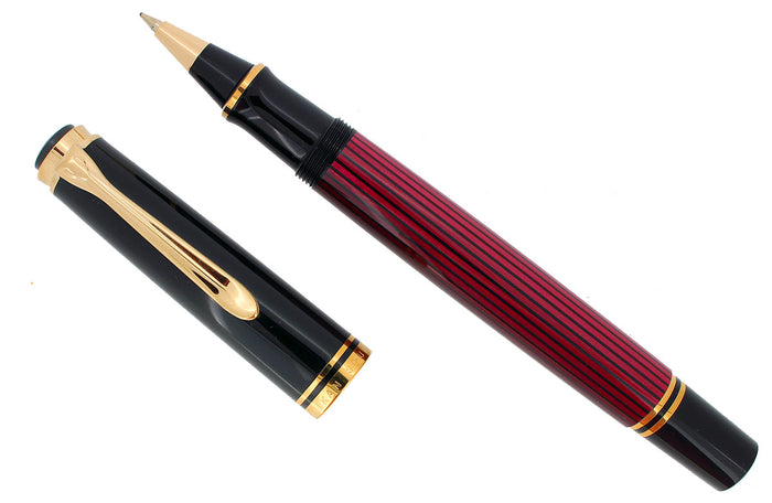PELIKAN R600 SOVEREIGN RED & BLACK ROLLERBALL PEN GOLD TRIM NEW IN BOX NEW OLD STOCK OFFERED BY ANTIQUE DIGGER