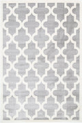 Piccolo Light Grey and White Lattice Pattern Kids Rug