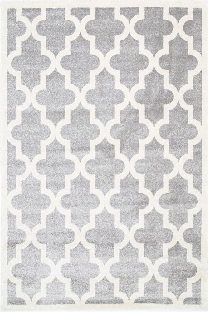 Piccolo Light Grey and White Lattice Pattern Kids Rug