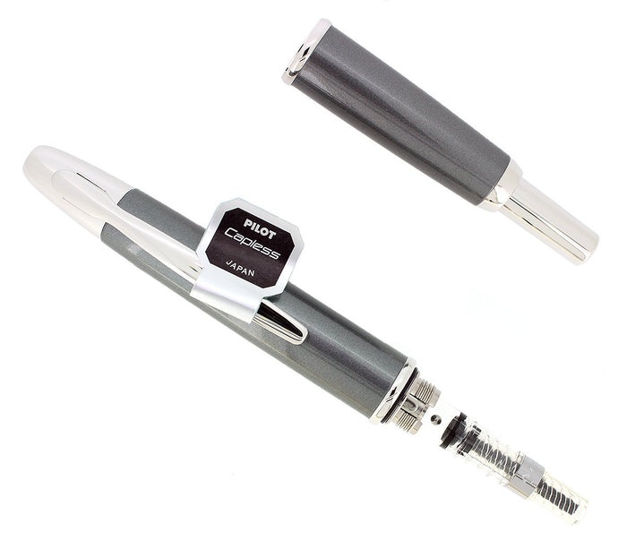 NEW PILOT NAMIKI VANISHING POINT GUN METAL GRAY RHODIUM TRIM 18K NIB FOUNTAIN PEN OFFERED BY ANTIQUE DIGGER