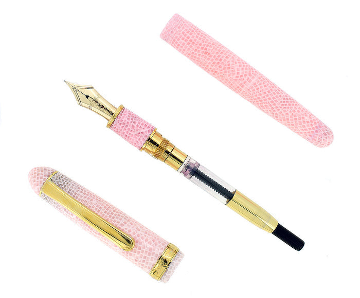 PLATINUM #3776 CELLULOID SAKURA CHERRY BLOSSOM FOUNTAIN PEN 14K F NIB MINT OFFERED BY ANTIQUE DIGGER