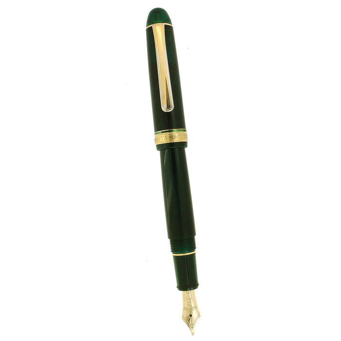 PLATINUM #3776 CENTURY LAUREL GREEN 14K DOUBLE BROAD NIB FOUNTAIN PEN