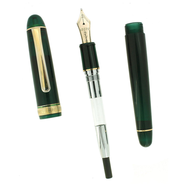 PLATINUM #3776 CENTURY LAUREL GREEN 14K DOUBLE BROAD NIB FOUNTAIN PEN