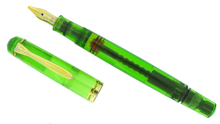 PRE 1990 PELIKAN M200 TRANSPARENT GREEN DEMONSTRATOR FOUNTAIN PEN XXF - BBB NIB RESTORED OFFERED BY ANTIQUE DIGGER