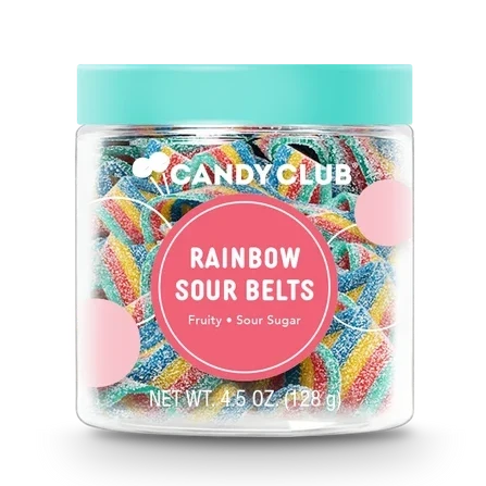 Rainbow Sour Belts Jar