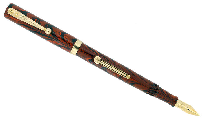 RESTORED 1920s WATERMAN 52 1/2V RED RIPPLE FOUNTAIN PEN F to BBB FLEX NIB OFFERED BY ANTIQUE DIGGER