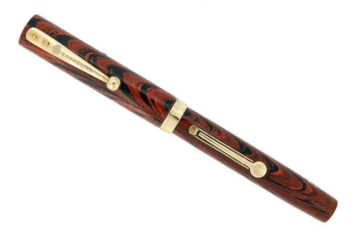 RESTORED 1920s WATERMAN 52 1/2V RED RIPPLE FOUNTAIN PEN F to BBB FLEX NIB OFFERED BY ANTIQUE DIGGER