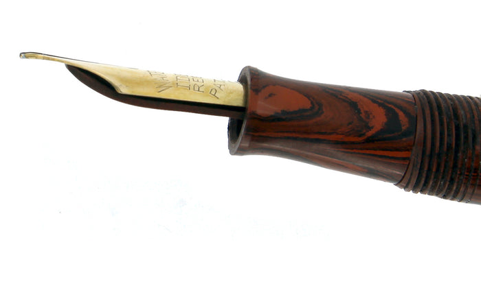 RESTORED 1920s WATERMAN 52 1/2V RED RIPPLE FOUNTAIN PEN F to BBB FLEX NIB OFFERED BY ANTIQUE DIGGER
