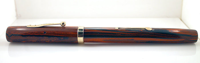 RESTORED 1920s WATERMAN'S 52 RED WOOD GRAIN FOUNTAIN PEN WITH F to BBB+ FLEXIBLE NIB OFFERED BY ANTIQUE DIGGER