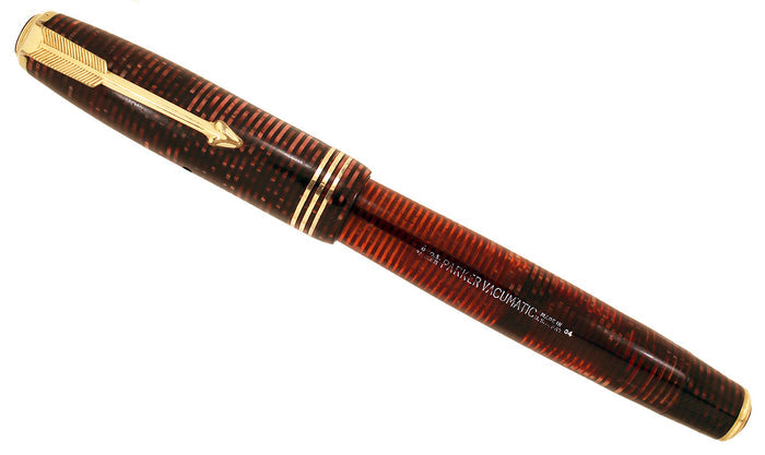 RESTORED 1934 PARKER BURGUNDY PEARL DOUBLE JEWEL VACUMATIC FOUNTAIN PEN OFFERED BY ANTIQUE DIGGER