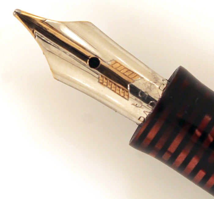RESTORED 1934 PARKER BURGUNDY PEARL DOUBLE JEWEL VACUMATIC FOUNTAIN PEN OFFERED BY ANTIQUE DIGGER
