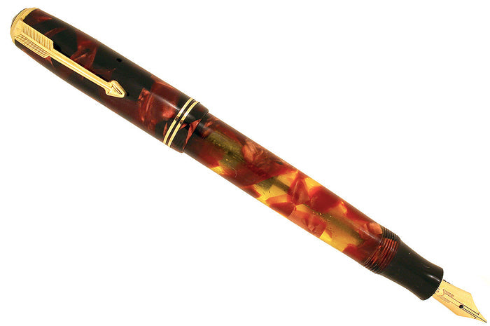 RESTORED 1935 PARKER BURGUNDY MOTTLED DOUBLE JEWEL VACUMATIC JR FOUNTAIN PEN OFFERED BY ANTIQUE DIGGER