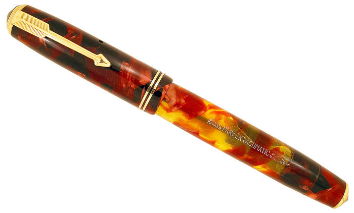 RESTORED 1935 PARKER BURGUNDY MOTTLED DOUBLE JEWEL VACUMATIC JR FOUNTAIN PEN OFFERED BY ANTIQUE DIGGER