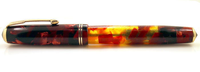 RESTORED 1935 PARKER BURGUNDY MOTTLED DOUBLE JEWEL VACUMATIC JR FOUNTAIN PEN OFFERED BY ANTIQUE DIGGER