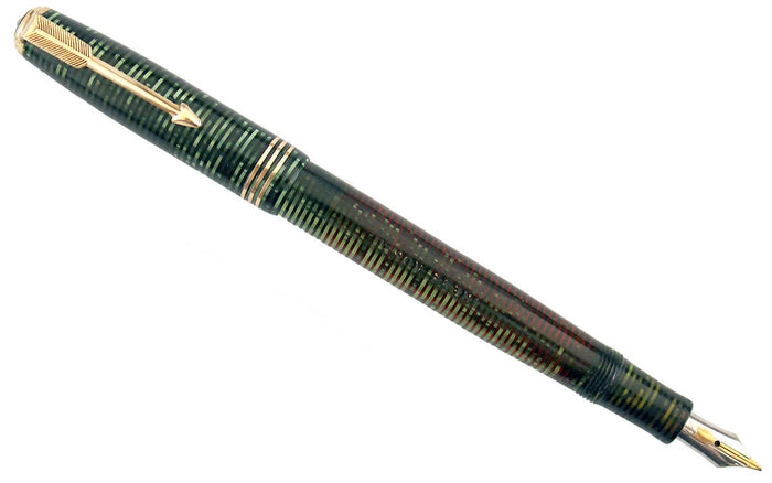 RESTORED 1936 PARKER EMERALD PEARL DOUBLE JEWEL VACUMATIC FOUNTAIN PEN SET