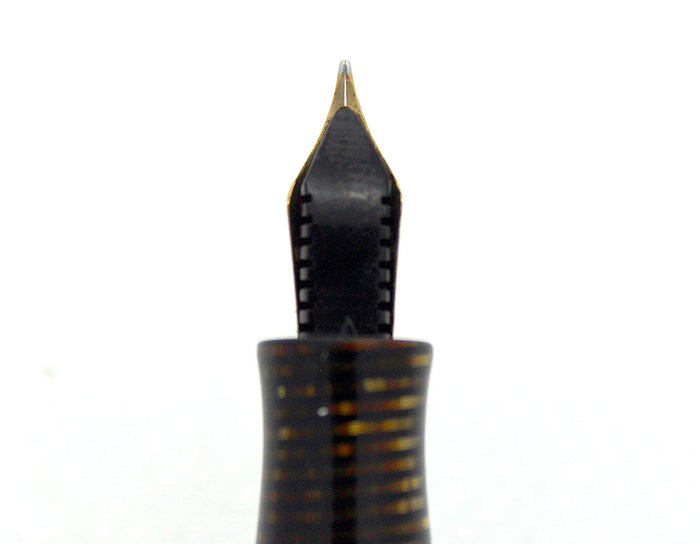 RESTORED 1936 PARKER GOLDEN PEARL DJ VACUMATIC FOUNTAIN PEN F - BBB+ FLEX NIB OFFERED BY ANTIQUE DIGGER