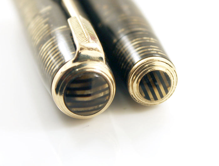 RESTORED 1937 PARKER GOLDEN PEARL DOUBLE JEWEL VACUMATIC FOUNTAIN PEN SMOOTH NIB OFFERED BY ANTIQUE DIGGER