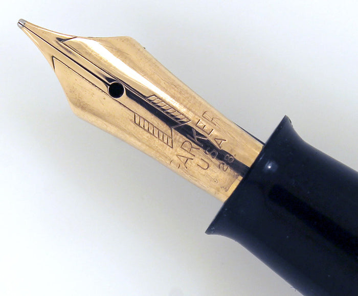RESTORED 1938 PARKER GOLD BROWN DOUBLE JEWEL VACUMATIC SHADOW WAVE FOUNTAIN PEN  OFFERED BY ANTIQUE DIGGER