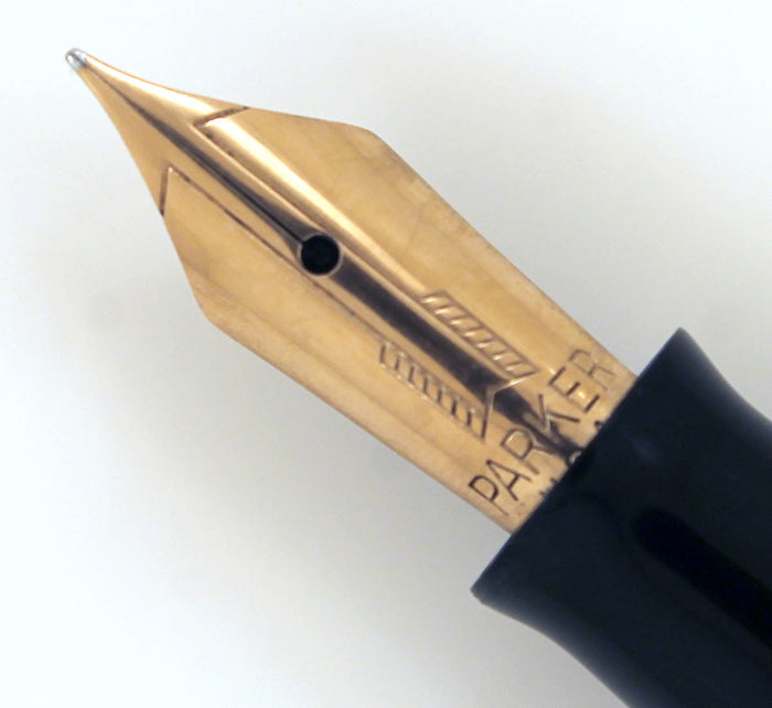 RESTORED 1939 PARKER EMERALD PEARL VACUMATIC SHADOW WAVE DEBUTANTE FOUNTAIN PEN W/ STAR CLIP