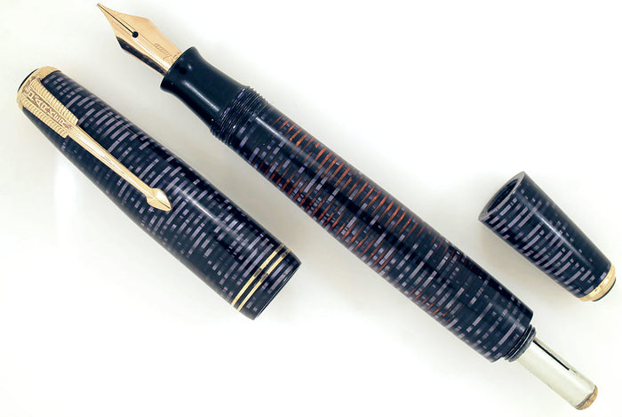 RESTORED 1940 PARKER AZURE PEARL DOUBLE JEWEL VACUMATIC FOUNTAIN PEN MAJOR SIZE OFFERED BY ANTIQUE DIGGER