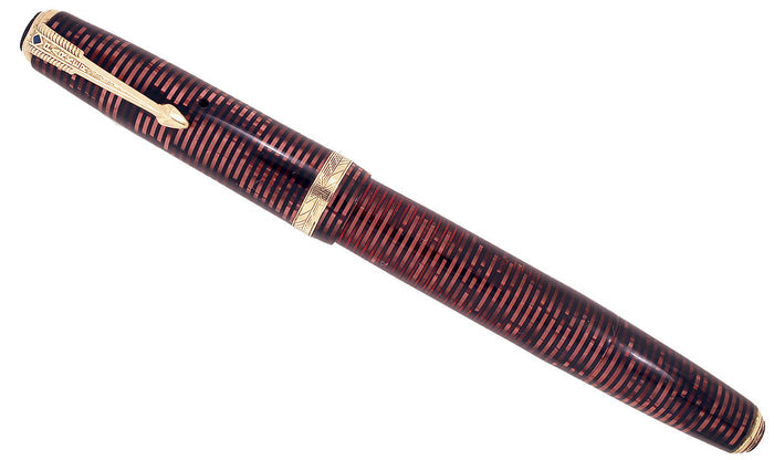 RESTORED 1940 PARKER VACUMATIC DOUBLE JEWEL BURGUNDY PEARL FOUNTAIN PEN OFFERED BY ANTIQUE DIGGER