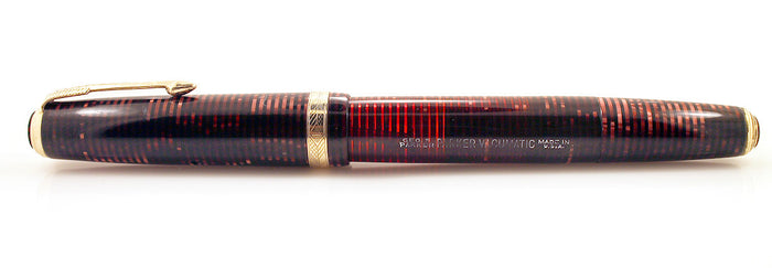 RESTORED 1940 PARKER VACUMATIC DOUBLE JEWEL BURGUNDY PEARL FOUNTAIN PEN OFFERED BY ANTIQUE DIGGER