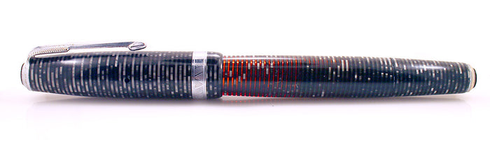 RESTORED 1940 PARKER VACUMATIC DOUBLE JEWEL FOUNTAIN PEN IN SILVER PEARL CELLULOID OFFERED BY ANTIQUE DIGGER