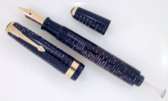 RESTORED 1941 PARKER AZURE PEARL VACUMATIC DEBUTANTE DOUBLE JEWEL FOUNTAIN PEN